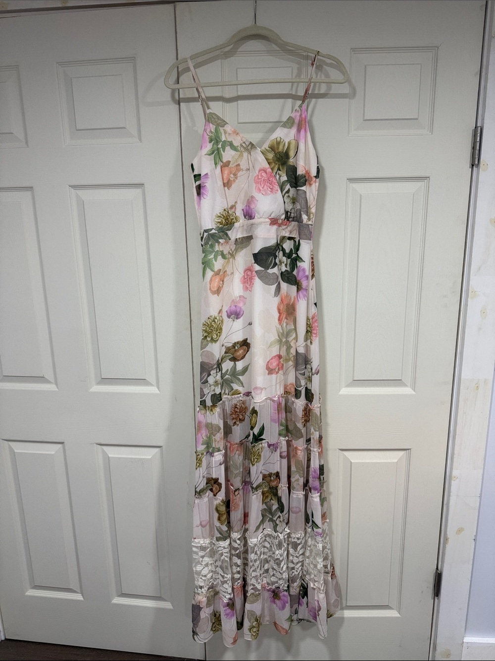 Floral Spaghetti-Strap Maxi Dress - White/Pastel